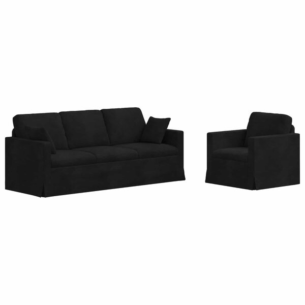 vidaXL Ensemble de Canapés 2 pc Noir Velours