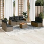 vidaXL Salon de jardin 8 Pièces avec coussins gris résine tressée