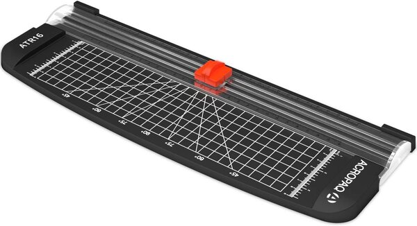 ACROPAQ Massicot A4 Coupe papier 10 pages- Coupe précise- Base Antidérapante- Coupe papier cadeau blister noir A4- ATR16