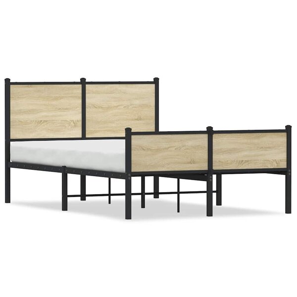 vidaXL Cadre de lit en métal sans matelas chêne sonoma 120x190 cm