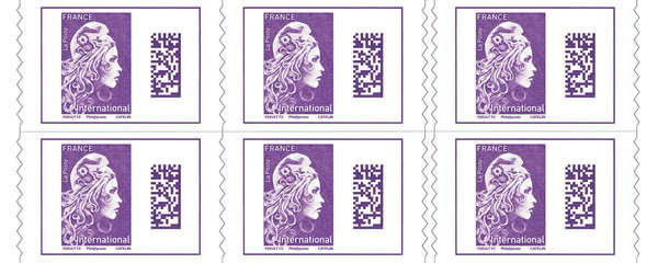 Carnet 6 timbres Marianne l'engagée - Lettre internationale - Violet