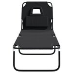 vidaXL Chaise longue pliante noir tissu oxford acier enduit de poudre