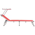 vidaXL Chaise longue pliable avec toit aluminium et textilène rouge
