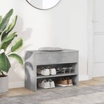vidaXL Banc à chaussures Gris béton 60x30x45 cm Bois d’ingénierie