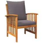 Ensemble de salon de jardin 3 pièces avec coussins en bois d'acacia massif