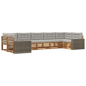 vidaXL Ensemble de canapés d'extérieur 7 pc Naturel et gris clair