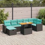vidaXL Salon de jardin avec coussins 8 Pièces gris résine tressée acacia