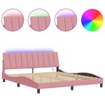 vidaXL Cadre de lit avec LED sans matelas Hanko rose 180x200 cm velours
