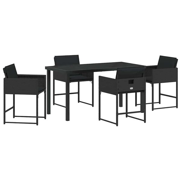 vidaXL Ensemble de salle à manger pour jardin 5 Pièces Noir polyrotin
