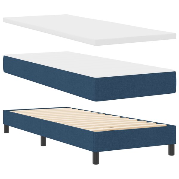 lit à ressort avec matelas vidaXL bleu 80x200 cm en tissu