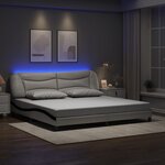 vidaXL Cadre de lit avec lumières LED blanc noir 200x200 cm similicuir