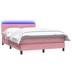 vidaXL Sommier à lattes de lit avec matelas et LED rose 160x210 cm velours