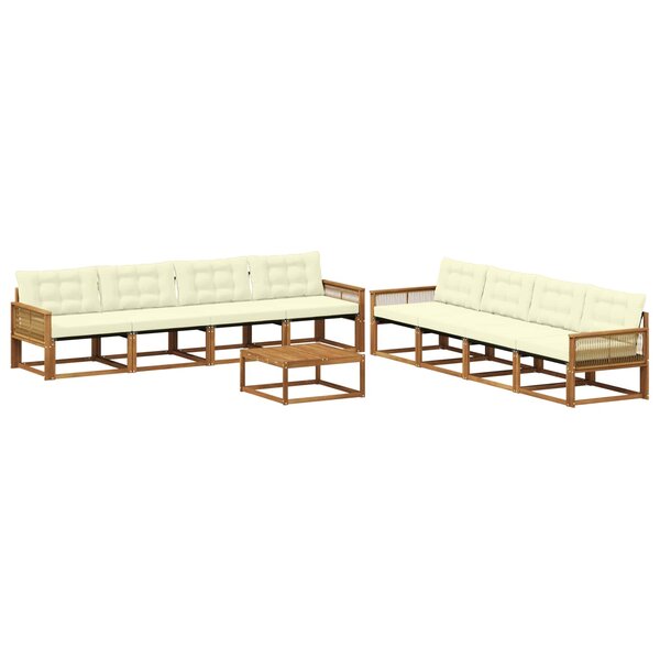 vidaXL Ensemble de canapés d'extérieur 9 Pièces Naturel et Crème