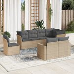 vidaXL Salon de jardin avec coussins 8 Pièces beige résine tressée