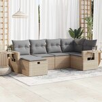 vidaXL Salon de jardin avec coussins 6 Pièces beige résine tressée
