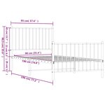 vidaXL Cadre de lit métal sans matelas avec pied de lit blanc 90x190cm