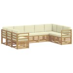 vidaXL Ensemble de canapé d'angle 9 Pièces Blanc et crème Polyester