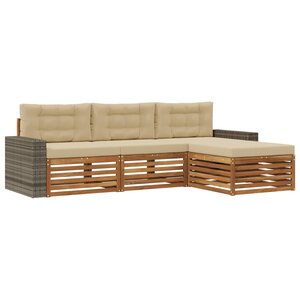 vidaXL Ensemble de canapés d'extérieur 4 pc Naturel et Beige Polyester
