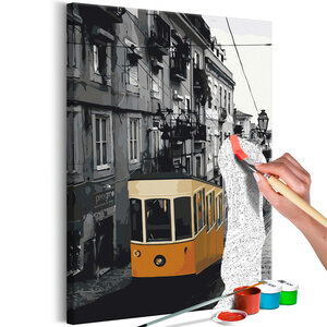 Tableau à peindre par soi-même - tram in lisbon l x h en cm 40x60