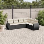 vidaXL Salon de jardin 6 Pièces avec coussins noir résine tressée