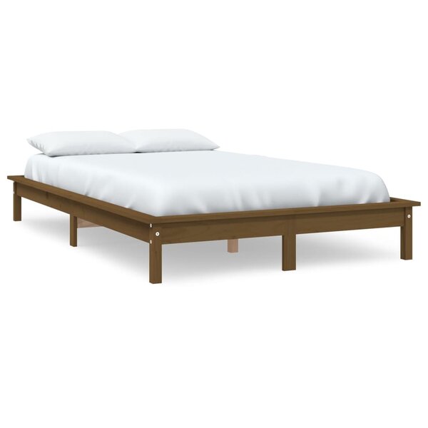 vidaXL Cadre de lit Marron miel 150x200 cm Bois pin massif Très grand