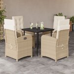 vidaXL Ensemble à manger de jardin avec coussins 5Pièces Beige poly rotin