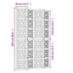 vidaXL Cloison de séparation 4 panneaux marron noir paulownia massif