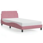vidaXL Cadre de lit avec tête de lit Dover rose 100x200cm velours