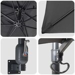 vidaXL Parasol de jardin mural anthracite 247 cm
