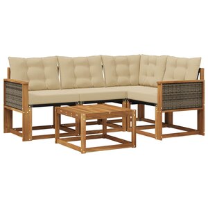 vidaXL Ensemble de canapés d'extérieur 5 Pièces Naturel et Beige