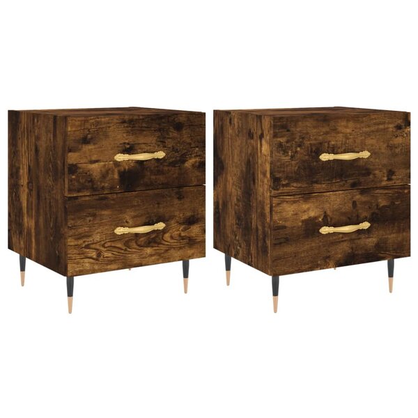 vidaXL Tables de chevet 2Pièces chêne fumé 40x35x47 5cm bois d’ingénierie