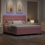 vidaXL Lit à ressorts avec matelas avec LED Rose 180 x 200 cm Velours