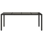 vidaXL Table de jardin dessus en verre Noir 190x90x75cm Résine tressée