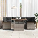 vidaXL Ensemble de canapé de jardin 7 Pièces Gris Poly rotin