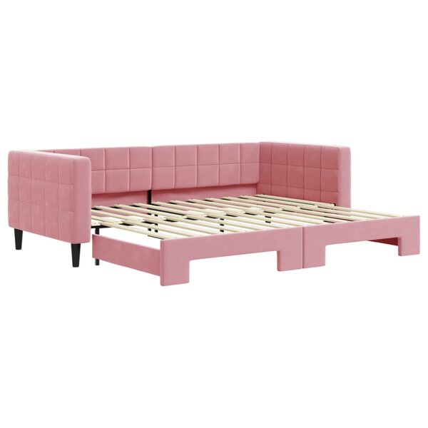 vidaXL Lit de jour avec lit gigogne rose 90x200 cm velours