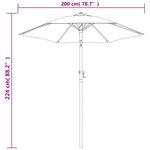 vidaXL Parasol Bleu 200x224 cm Aluminium