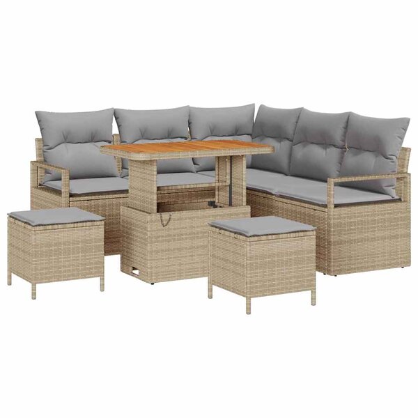 vidaXL Ensemble de canapé de jardin 8 Pièces Beige et Gris clair