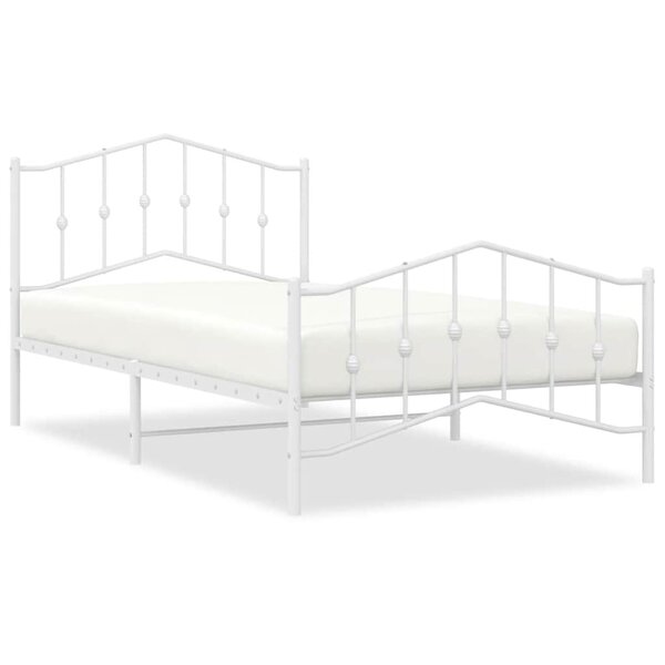 vidaXL Cadre de lit métal sans matelas et pied de lit blanc 100x200 cm