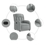 vidaXL Fauteuil inclinable électrique Gris clair Tissu