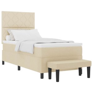 vidaXL Lit à ressorts avec matelas Crème 100 x 200 cm tissu