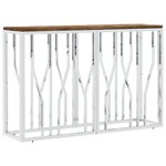 vidaXL Table console acier inoxydable et bois massif de récupération