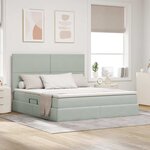 vidaXL Lit avec rangement et matelas Gris clair 160 x 200 cm Velours