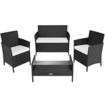 Tectake Salon de jardin MADERE 2 Chaises Fauteuils, 1 Banc, 1 Table - noir