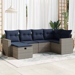 vidaXL Salon de jardin 6 Pièces avec coussins gris résine tressée