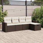 vidaXL Salon de jardin avec coussins 5 Pièces marron résine tressée