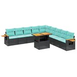 vidaXL Salon de jardin 11 Pièces avec coussins noir résine tressée
