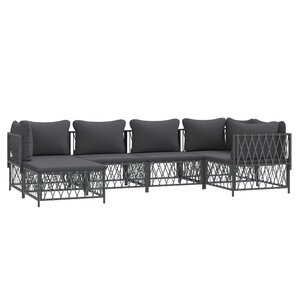 Salon de jardin meuble d'extérieur ensemble de mobilier avec coussins 6 pièces anthracite acier 02_0018313