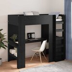 vidaXL Cadre de lit superposé avec bureau Chêne noir 90 x 190 cm