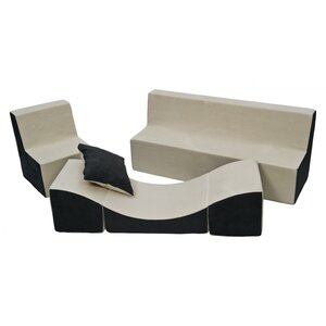 Ensemble de meubles enfant: fauteuil+canapé+ chaise longue beige-gris