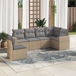 vidaXL Salon de jardin avec coussins 6 Pièces beige résine tressée